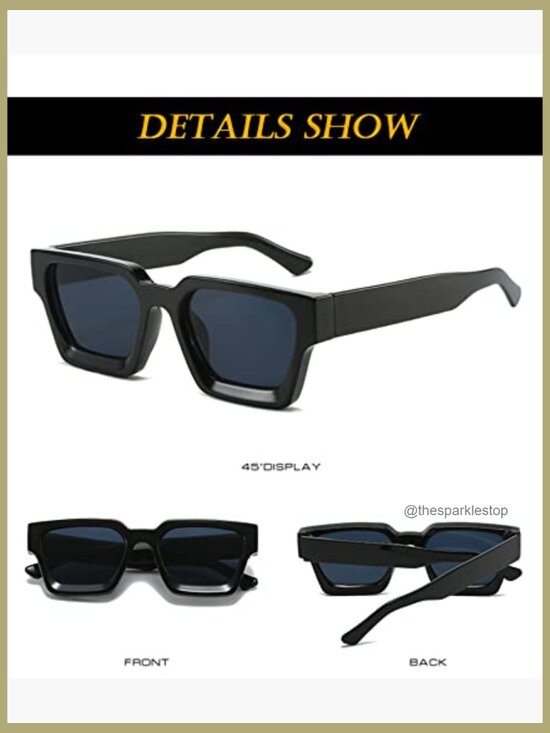 Thick Square Frame Sunglasses, Chunky Rectangle, UV400 Protection